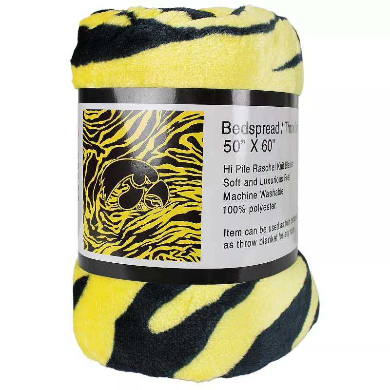 NCAA Iowa Hawkeyes Soft Raschel Throw Blanket