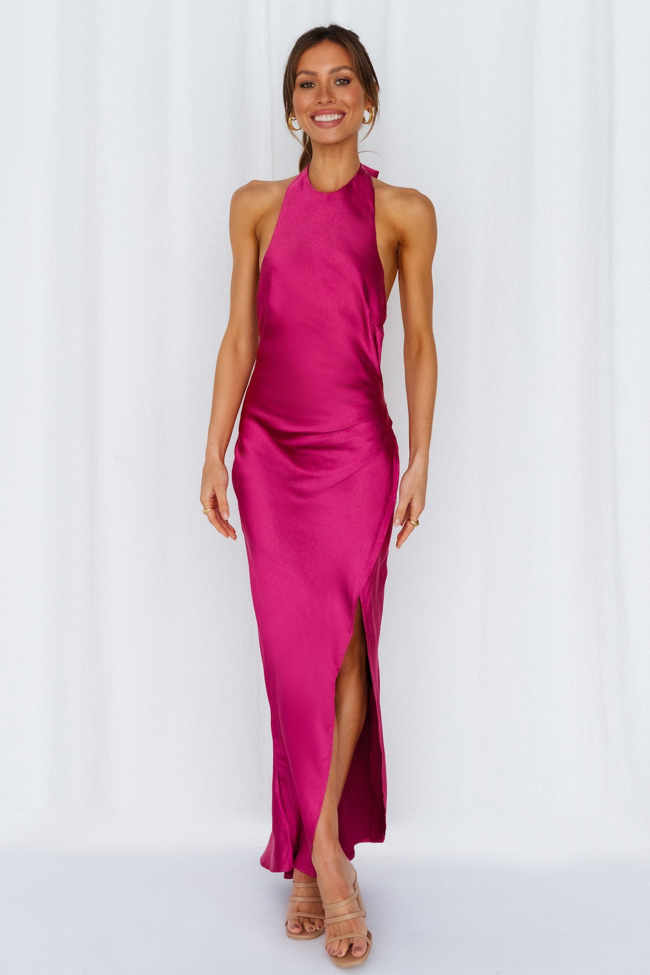 Light Minds Midi Dress Fuchsia