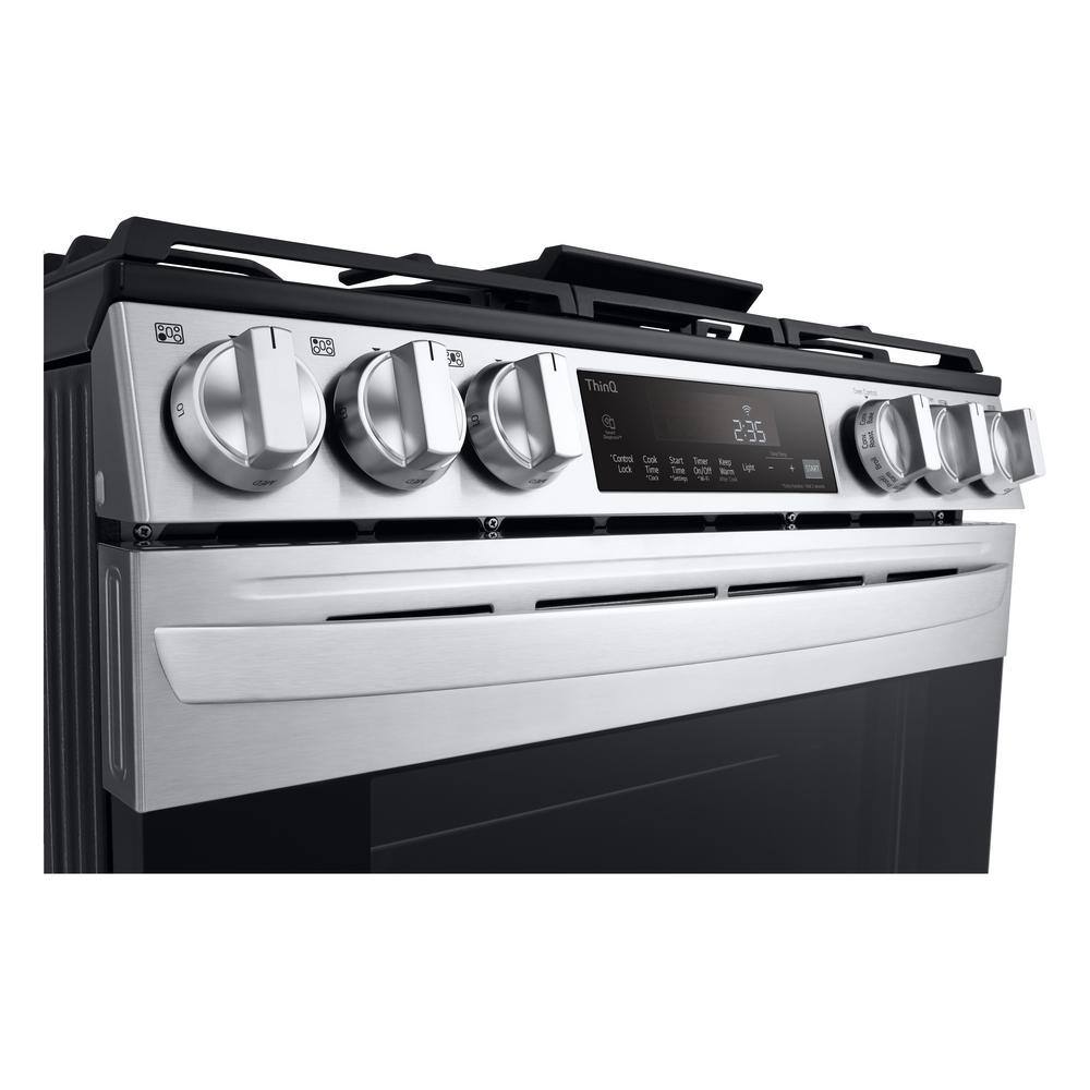 LG 30 in. 5.8 cu. ft. Slide in Smart Gas Range with 5 Burners in PrintProof Stainless Steel LSGL5833F