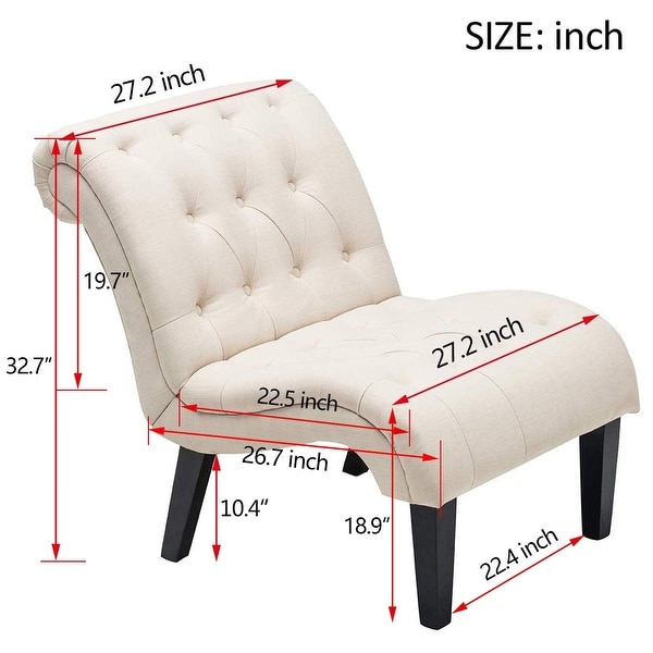 Andeworld Accent Chair for Bedroom Living Room Chairs Tufted Upholstered Lounge Chair with Wood Legs Linen Fabric