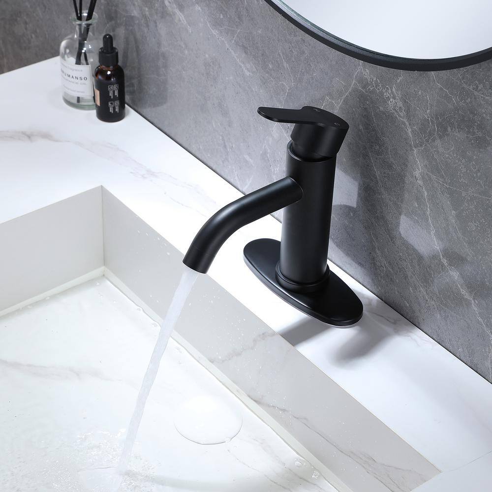 BWE Single Hole Single-Handle Bathroom Faucet in Matte Black A-96024-Black