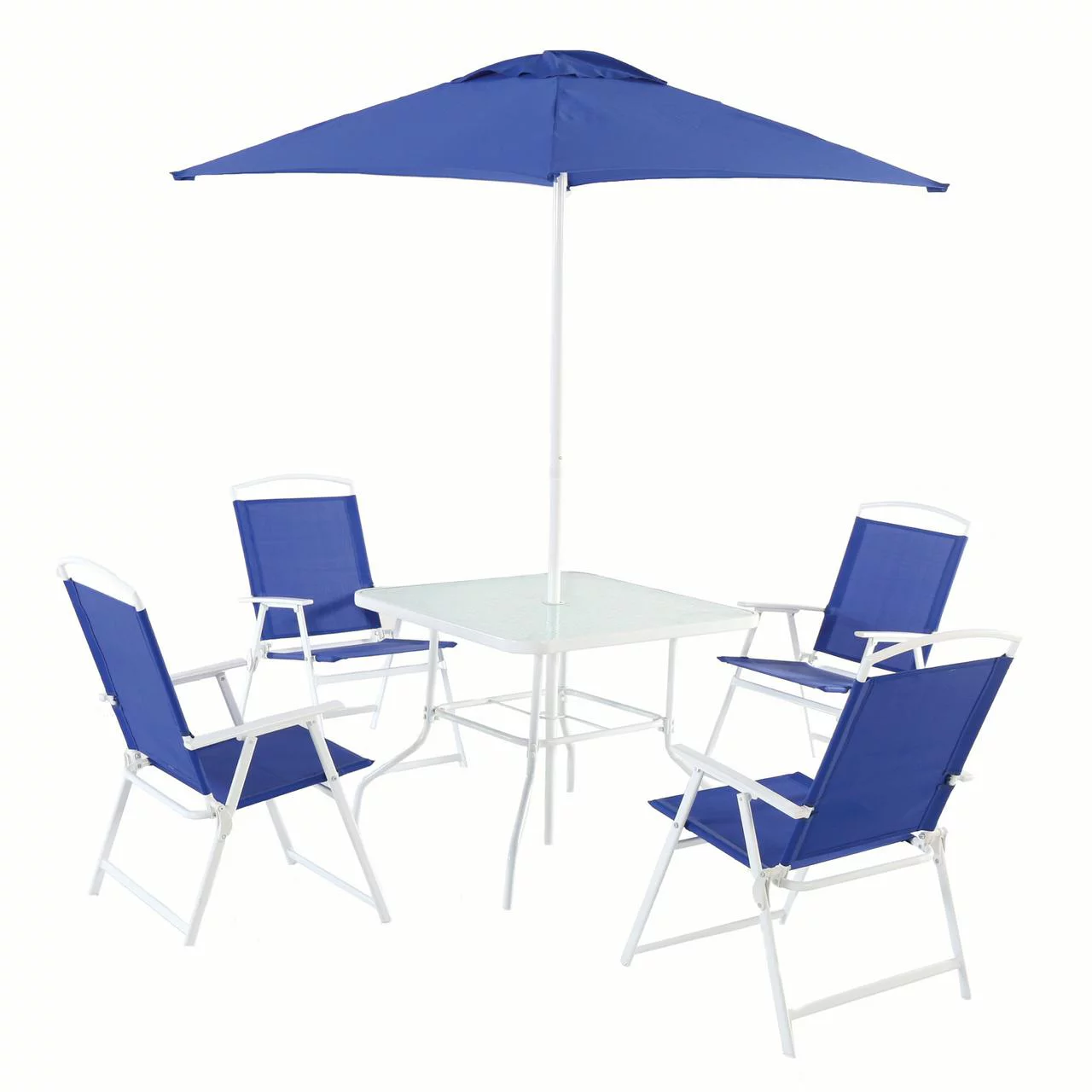 Mainstays Albany Lane 6 Piece Outdoor Patio Dining Set， Blue