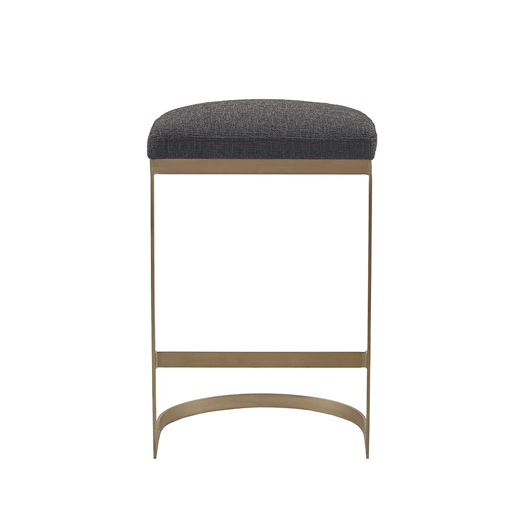 Gracie Mills Maison Counter Stool with Charcoal and Gold Finish MP104-1079