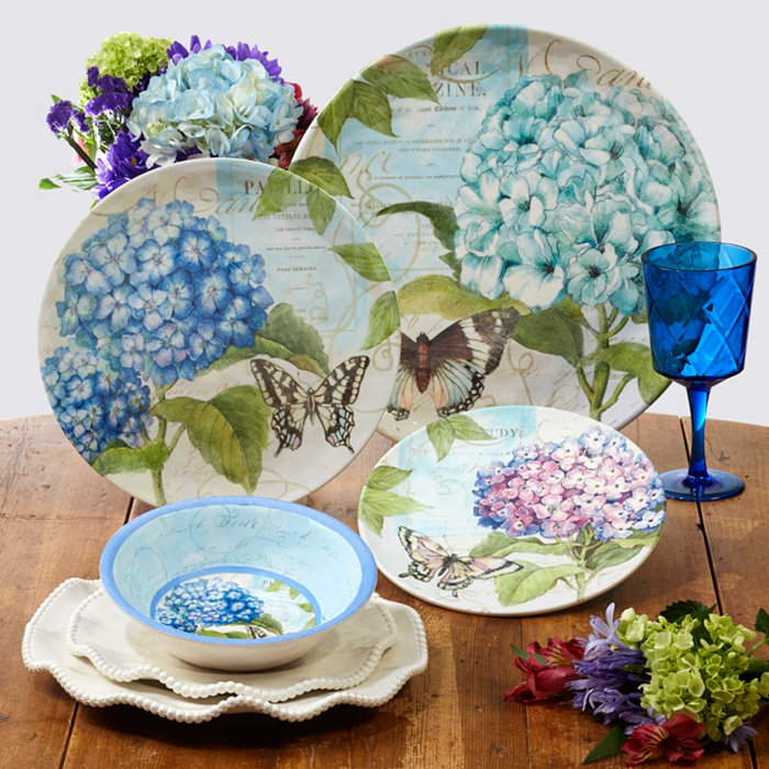 Certified International Hydrangea Garden Melamine Dinnerware Collection