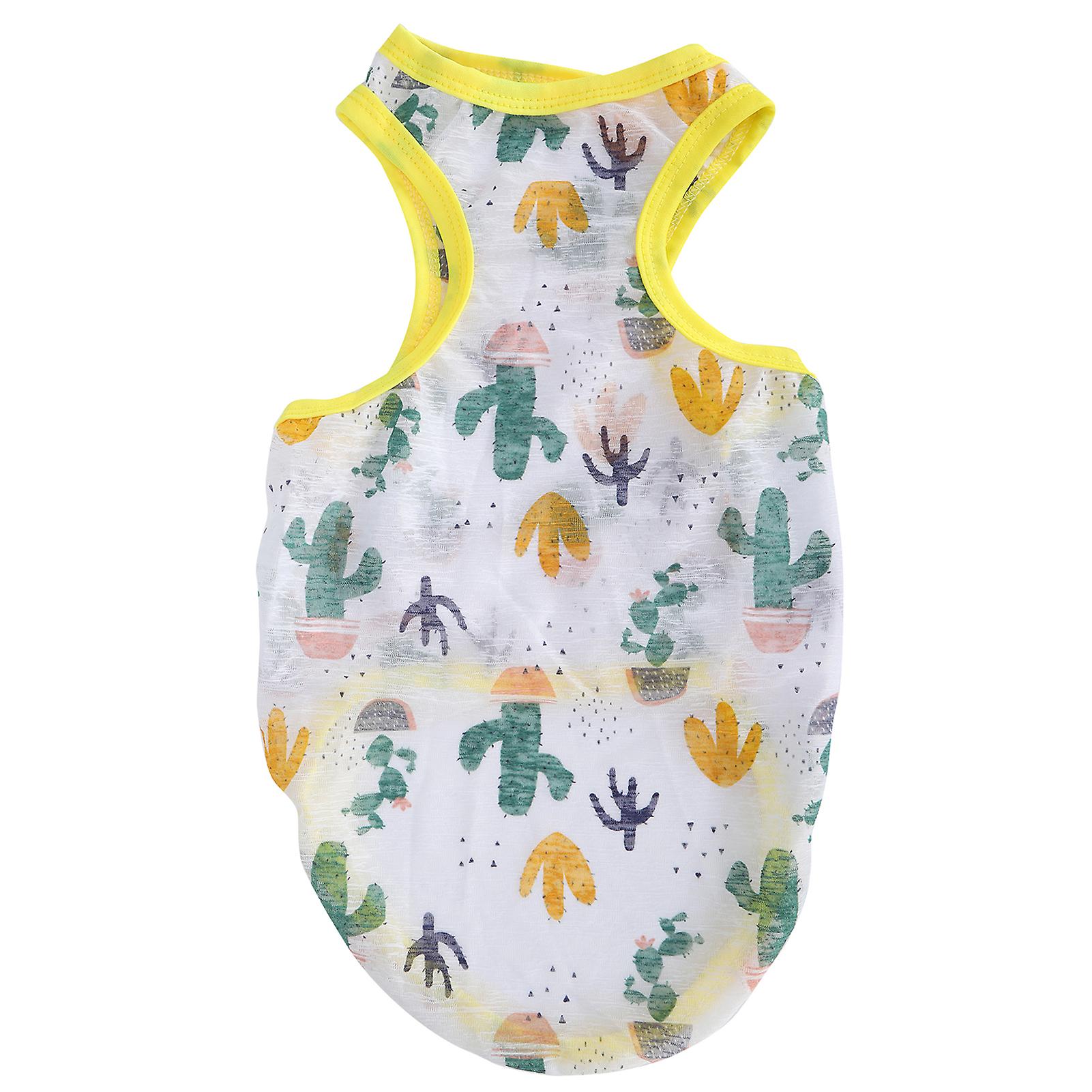 Pet Summer Clothes Little Pig Printed Breathable Shirt Nonsticky Dog Puppy Soft Clothescactus (yellow Edging) L