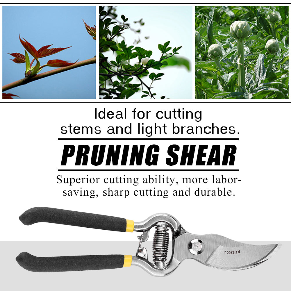 Ailao 8" Carbon Steel Pruning Shears Cutter Home Gardening Plant Scissor Branch Pruner Hand Tool Ergonomic Design