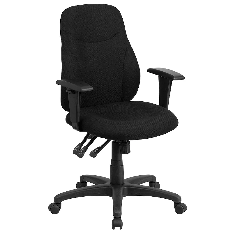 Emma and Oliver Mid-Back Black Fabric 1.5 Back Adjustment Ergonomic Task Office Chair with Arms