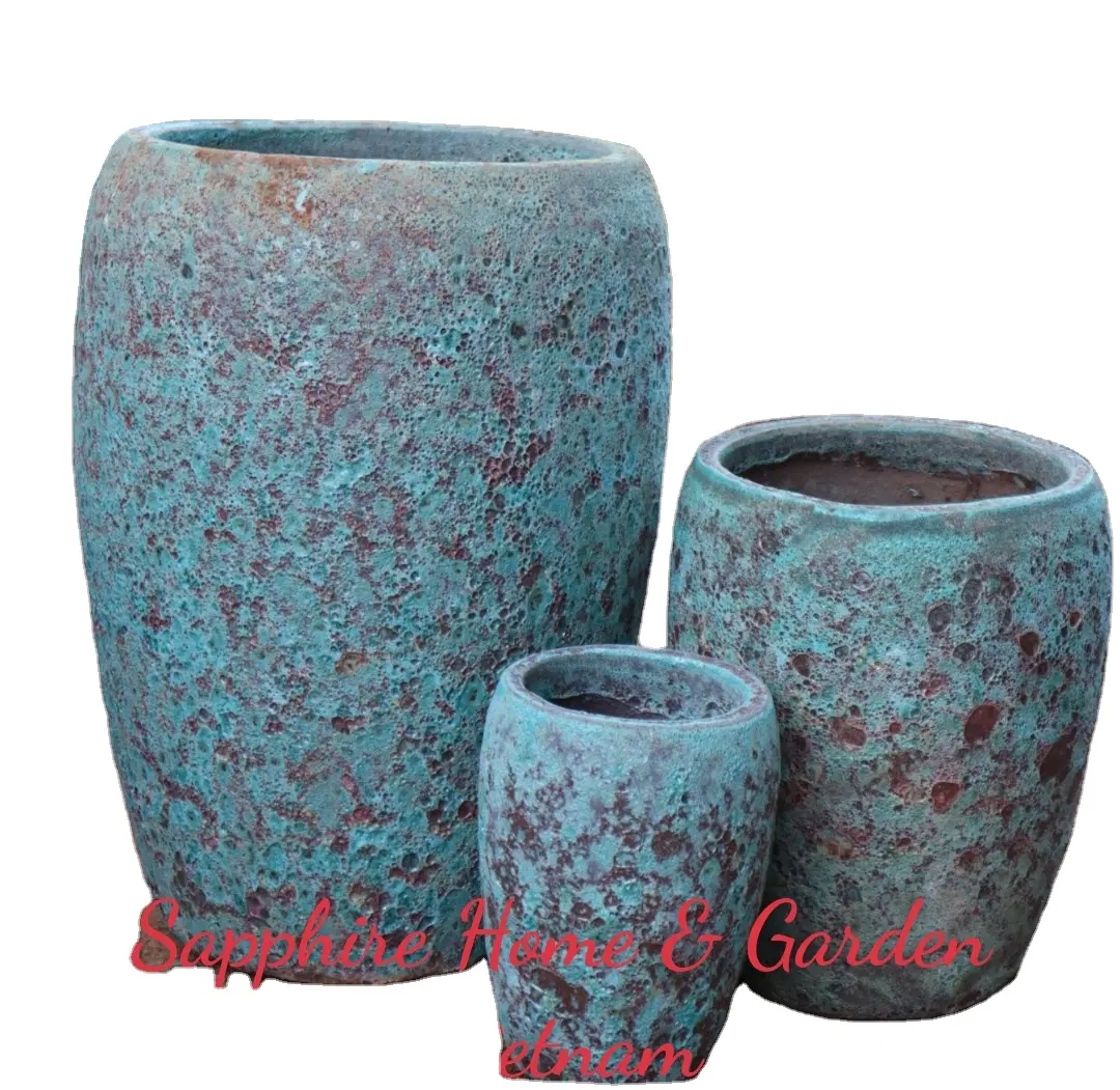 Wholesales Ceramic Pots for Plants Garden outdoor pottery Large Rustic Atlantis Pots Mix with Glazed Pots