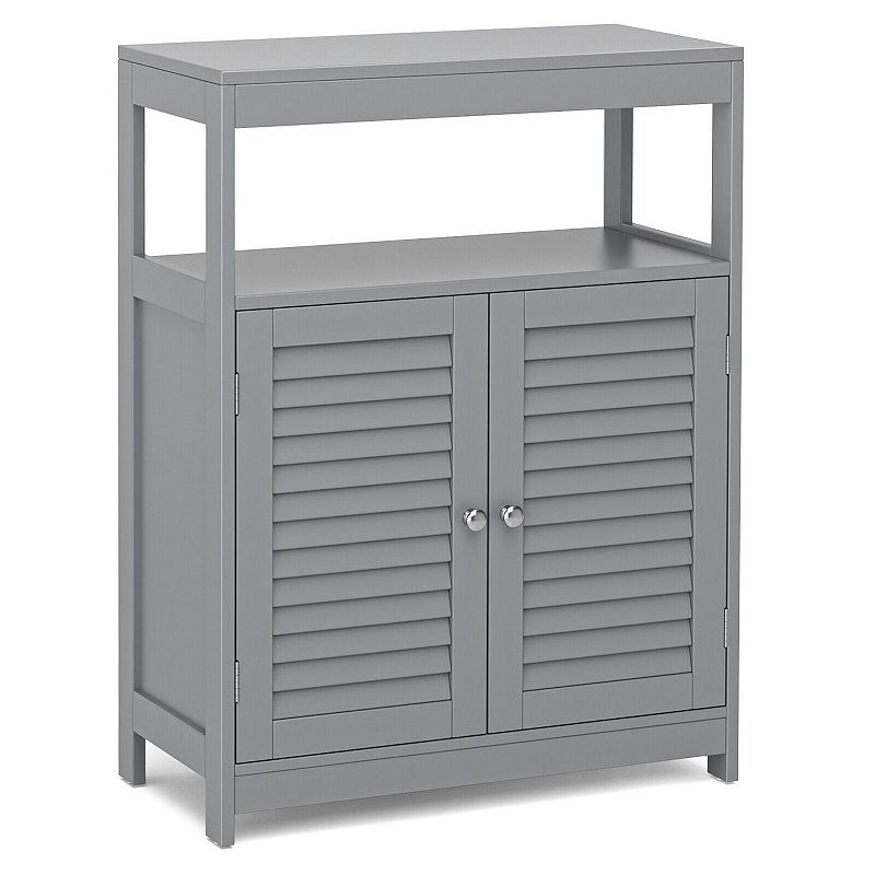 Freestanding Bathroom Floor Cabinet with Double Shutter Doors