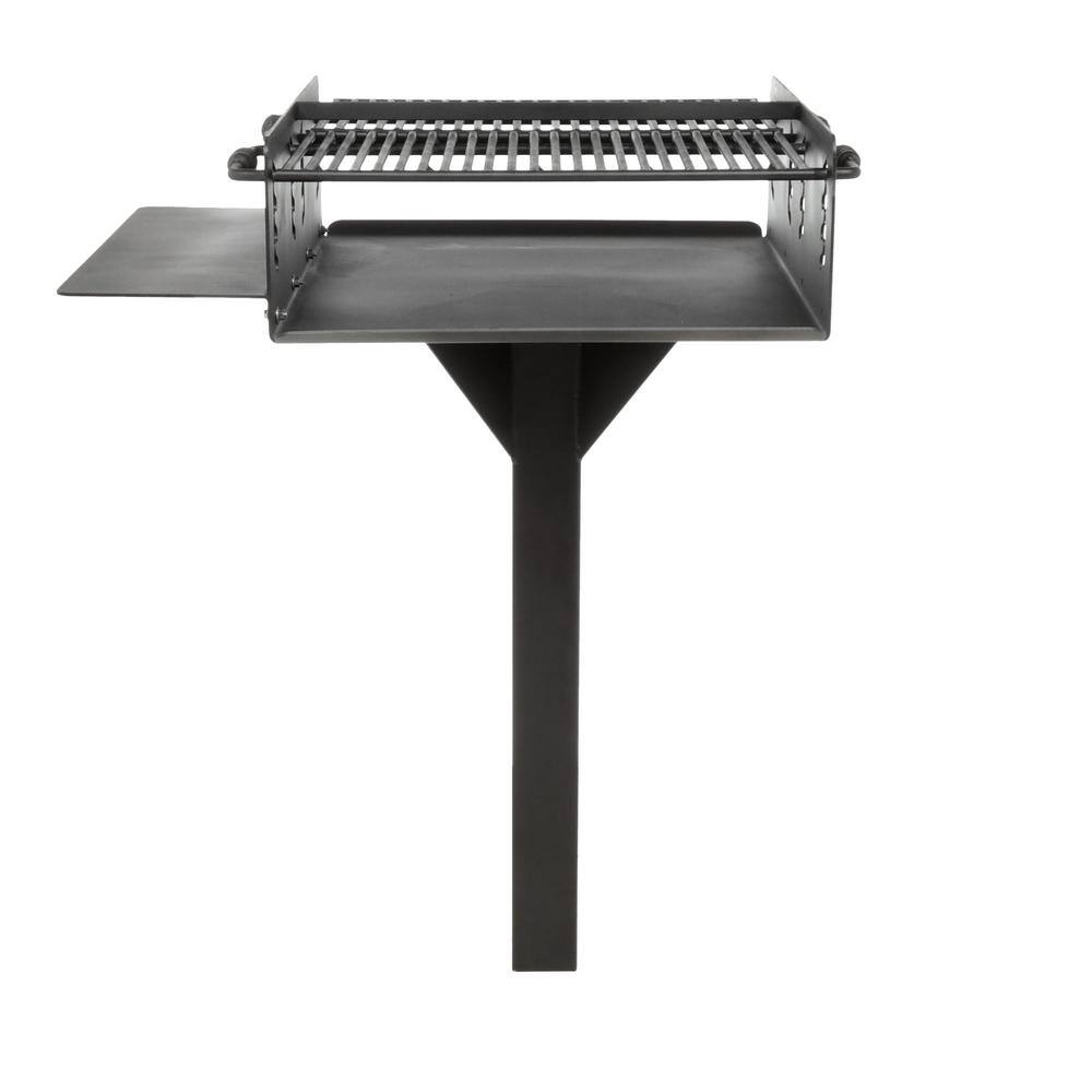 Ultra Play 4 in. Commercial Park Bi-Level Charcoal Grill with Post in Black 621