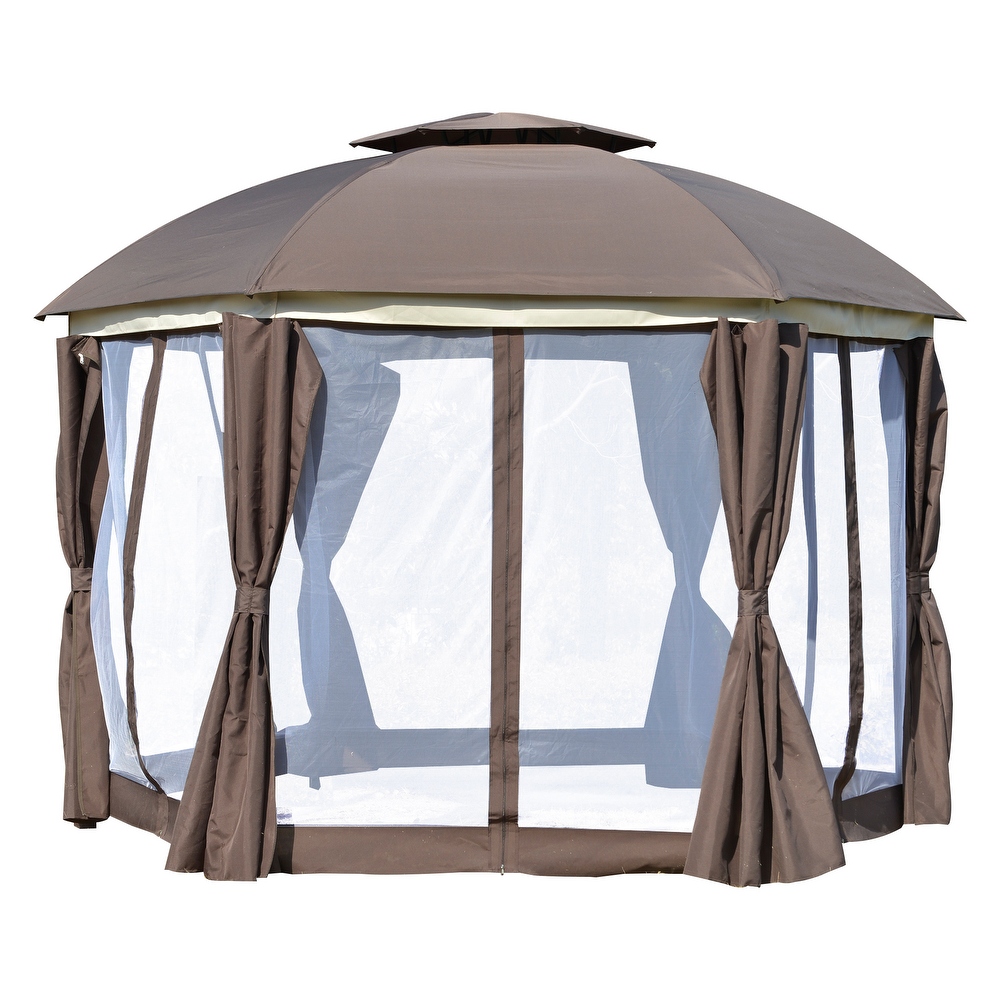 Outsunny Steel/ Fabric 12' Round 2 tier Outdoor Gazebo w/ Netting