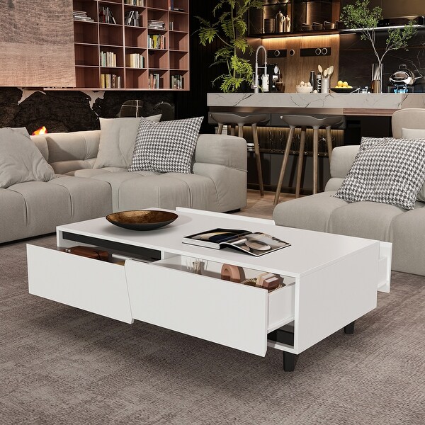 Contemporary Coffee Table with No-Handle Design Hallway Table Console