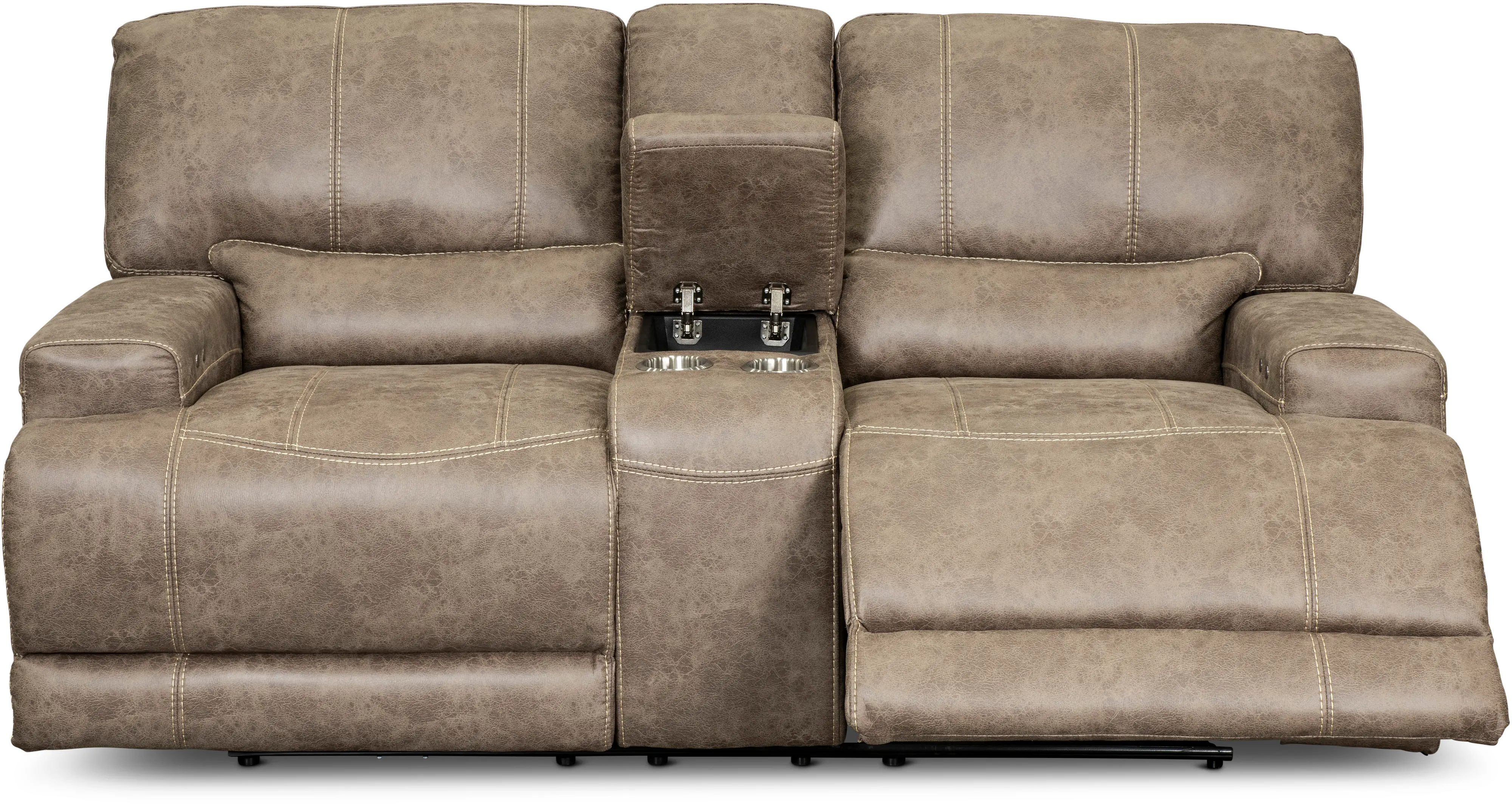 Omega Tan Power Reclining Loveseat with Console