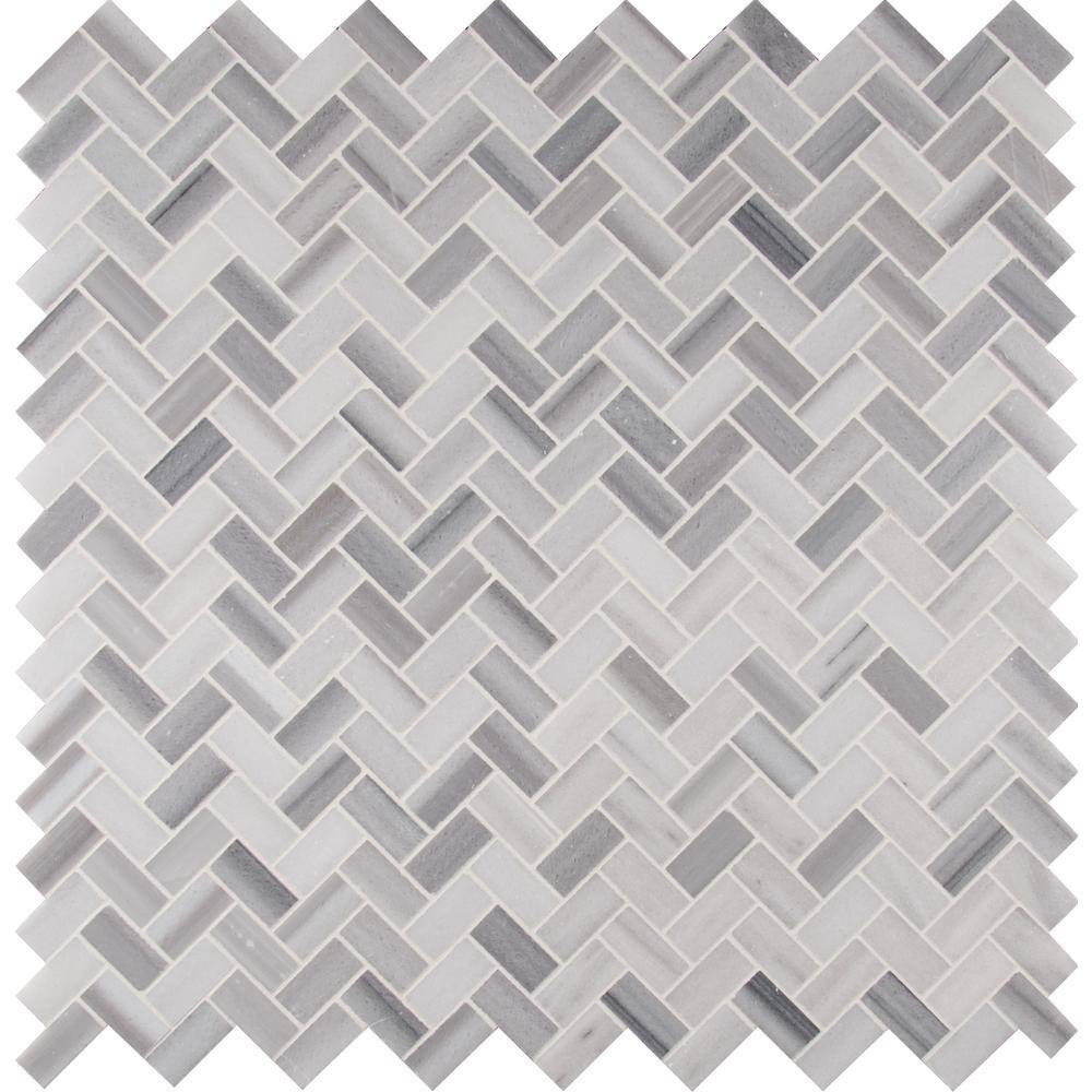 MSI Bergamo Herringbone 12 in. x 12 in. Polished Marble Floor and Wall Tile (0.94 sq. ft.Each) BERGAMO-HB