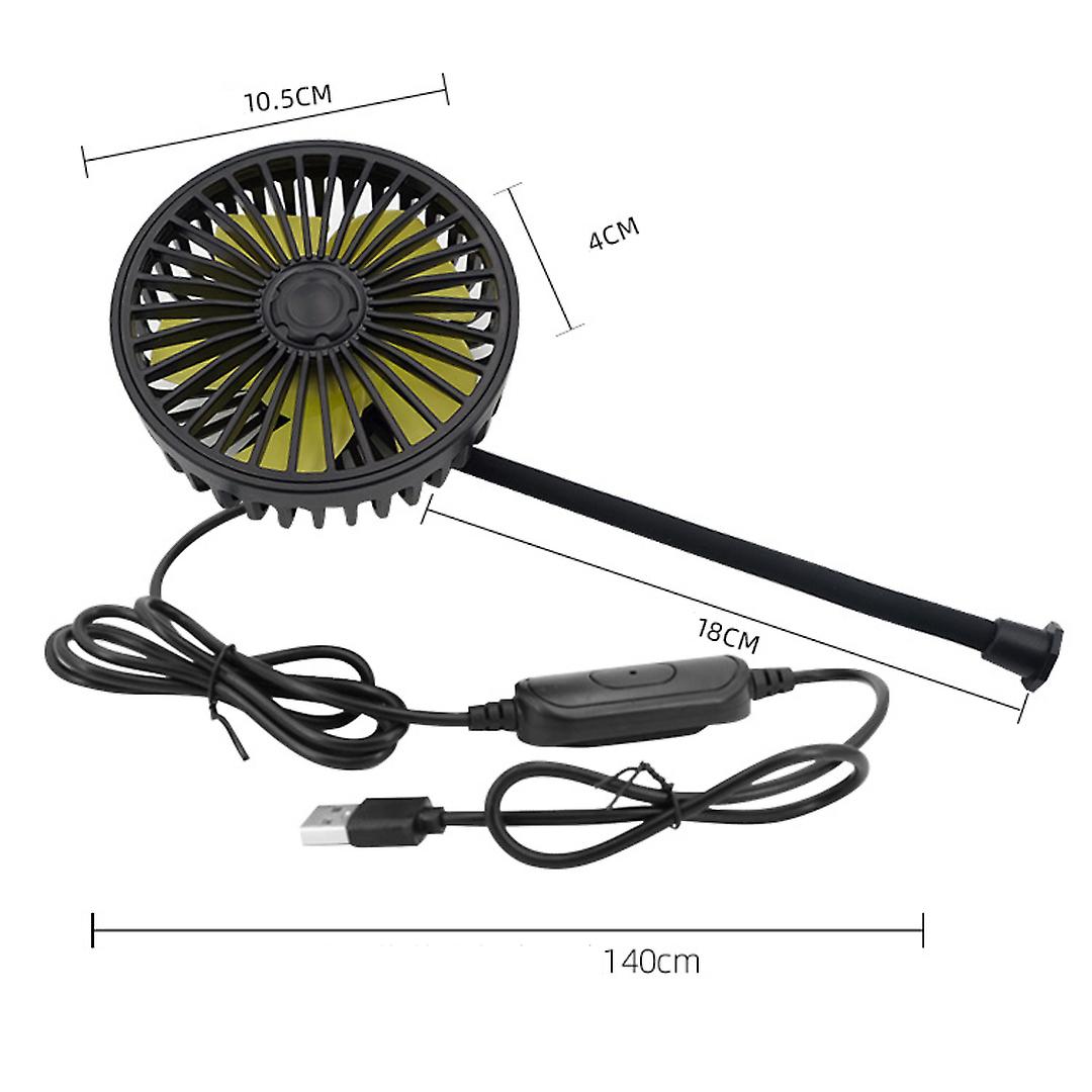 Back Seat Fan 3-speed Wind Adjustment Fan Blades Usb Auto Cooling Wind 5 Fan Blades Car Electronics