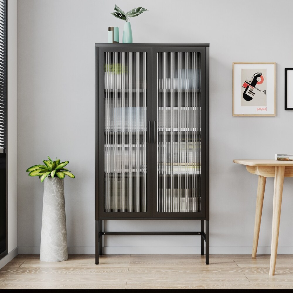 Glass Door with Adjustable Shelves Sideboard