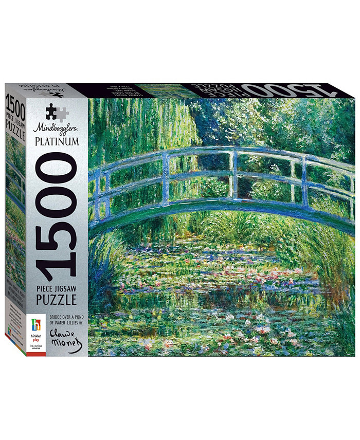 Mindbogglers Platinum 1500-Piece Bridge Over a Pond of Water Lilies By Monet Jigsaws For Adults Deluxe 33 x 26 intricate Puzzles Advanced Jigsaws Hobbies Silver-Tone Jigsaw Puzzles Set