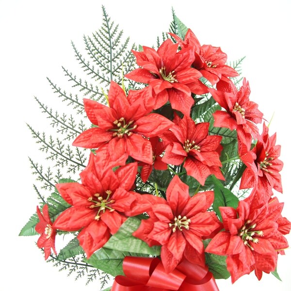 Memorial Christmas Poinsettia Cemetery Vase