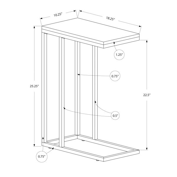 Accent Table， C-shaped， End， Side， Snack， Living Room， Bedroom， Glossy Black Laminate， Chrome Metal， Contemporary， Modern