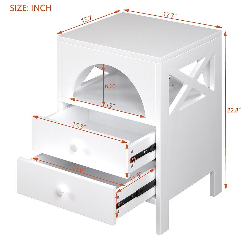 Merax Nightstand with USB Charging Ports and LED Lights