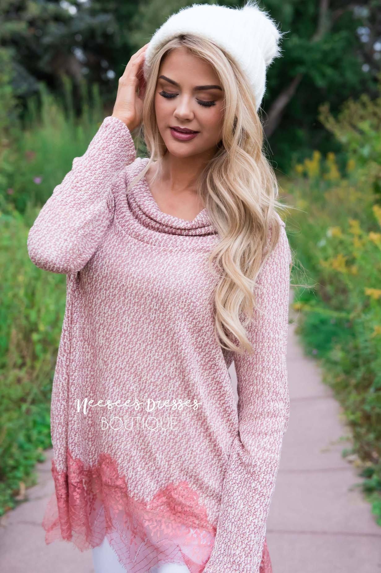 Lessons In Love Lace Trim Sweater