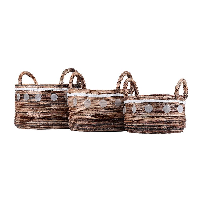 Saddle River Shell Accent Round Banana Basket 3-piece Set