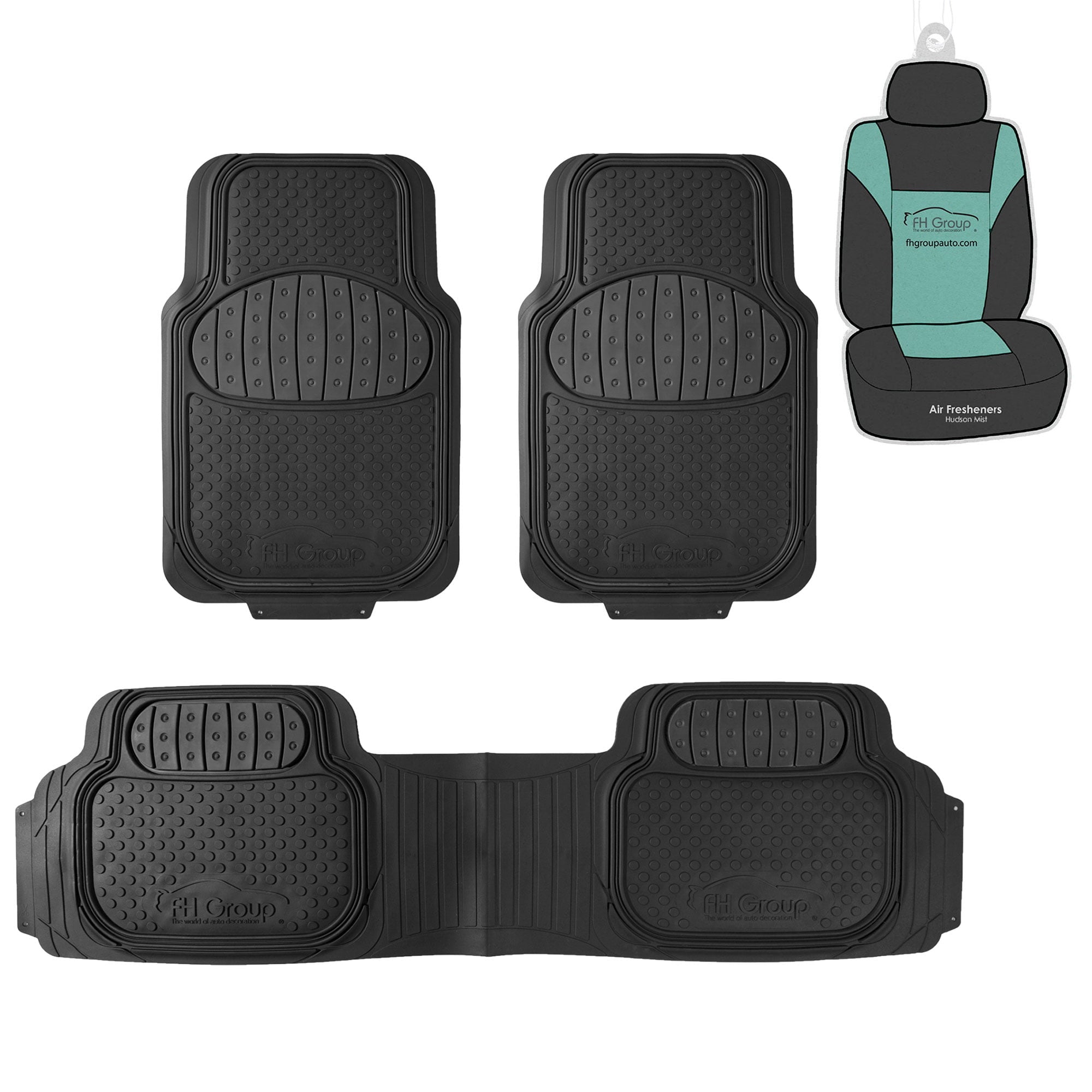 FH Group ClimaProof 3-Piece Rubber Black Car Floor Mats Universal Fit with Air Freshener