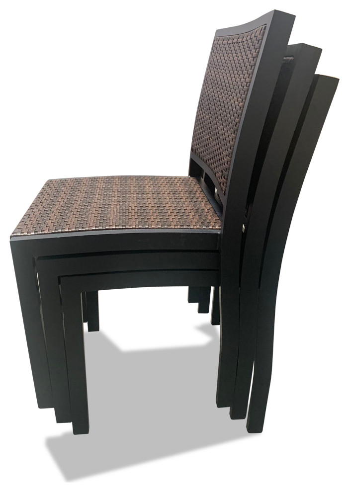 Set x6 Wicker Outdoor Commercial Dining Chair   Tropical   Outdoor Dining Chairs   by Nativa Interiors  Houzz