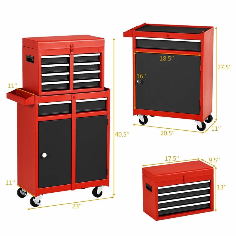 5-Drawer Rolling Tool Chest Removable Tool Storage Cabinet Metal Toolbox Organizer with Lock