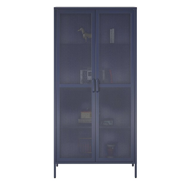 Channing Tall 2 Door Storage Cabinet Mesh Metal Locker Novogratz