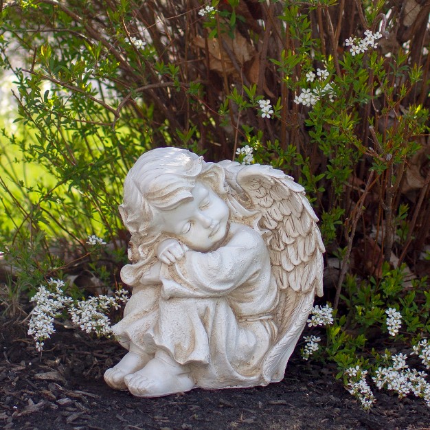 Ivory Resting Angel Outdoor Patio Garden Statue