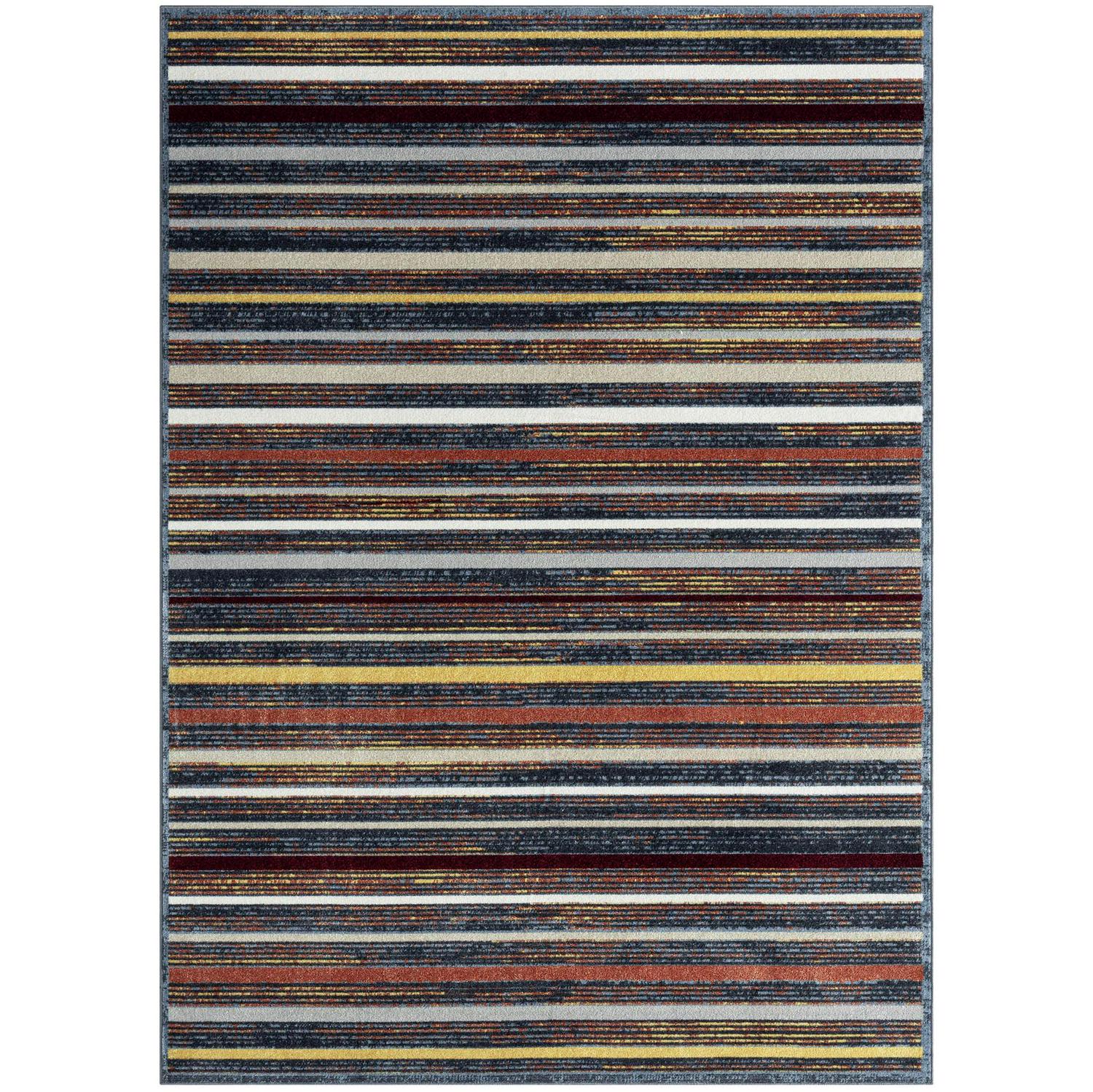 Everwasha c Treasure Striped Modern Machine Washable Area Rug Blue