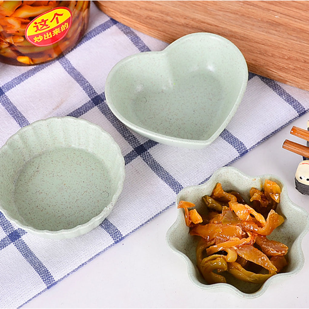 4pcs/set Multifunctional Wheat Straw Seasoning Dish Sauces Salt Snacks Small Plate Vinegar Soybean Bowl