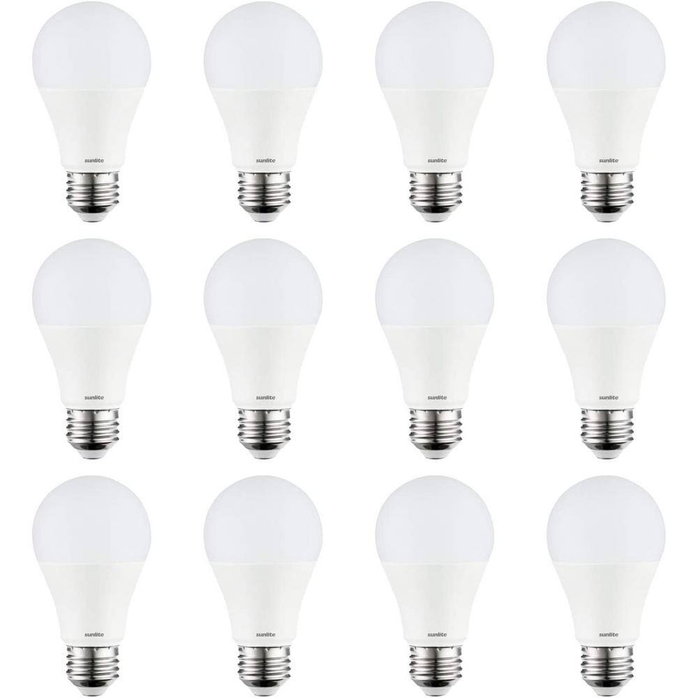 Sunlite 75-Watt Equivalent A19 Non-Dimmable Medium E26 Base Household LED Light Bulb in Warm White 3000K (12-Pack) HD03236-1