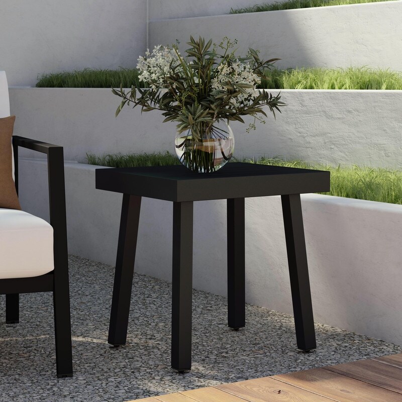 Hadleigh Indoor/Outdoor Rust Resistant Black Side End Table