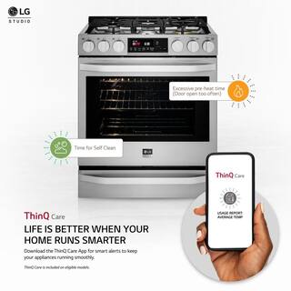 LG STUDIO 30 in. 6.3 cu. ft. Smart Slide-In Gas Range with ProBake Convection Oven and Self-Clean in Stainless Steel LSSG3017ST