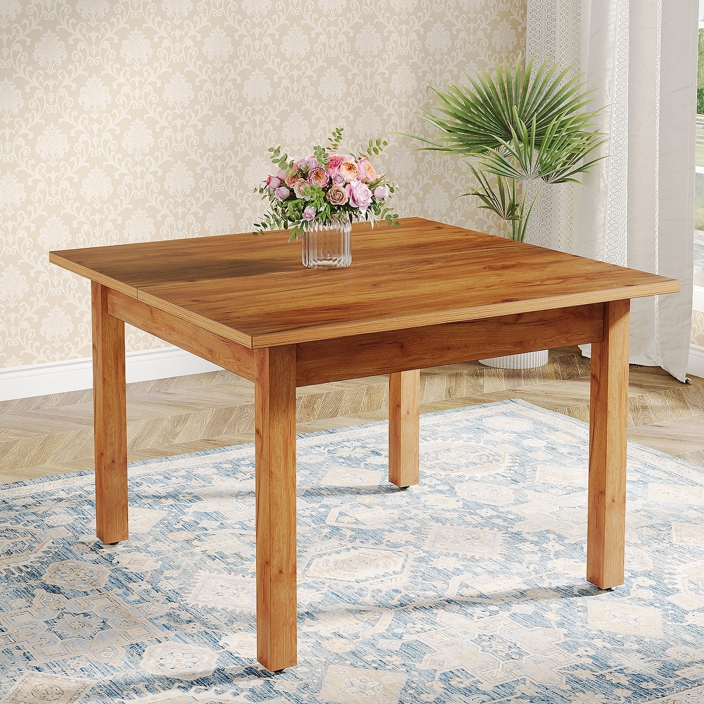 39.4'' Square Dining Table with Solid Wood Legs for 4  Small Kitchen Tables for Dining Room