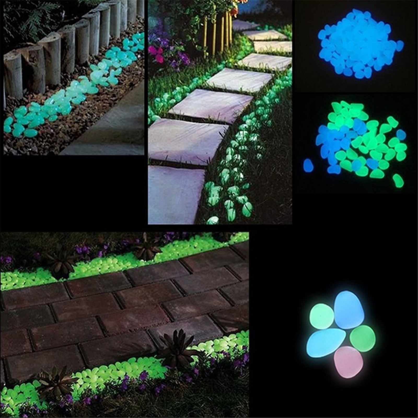 100pcs Glow in The Dark Fish Tank Aquarium Pebbles，Rocks， Glowing Gravel Luminous Stones for Aquarium Succulent Garden Gift Decoration(Blue)