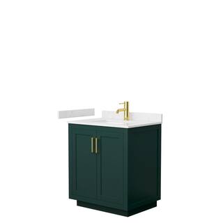 Wyndham Collection Miranda 30 in. W x 22 in. D x 33.75 in. H Single Bath Vanity in Green with Carrara Cultured Marble Top WCF292930SGDC2UNSMXX