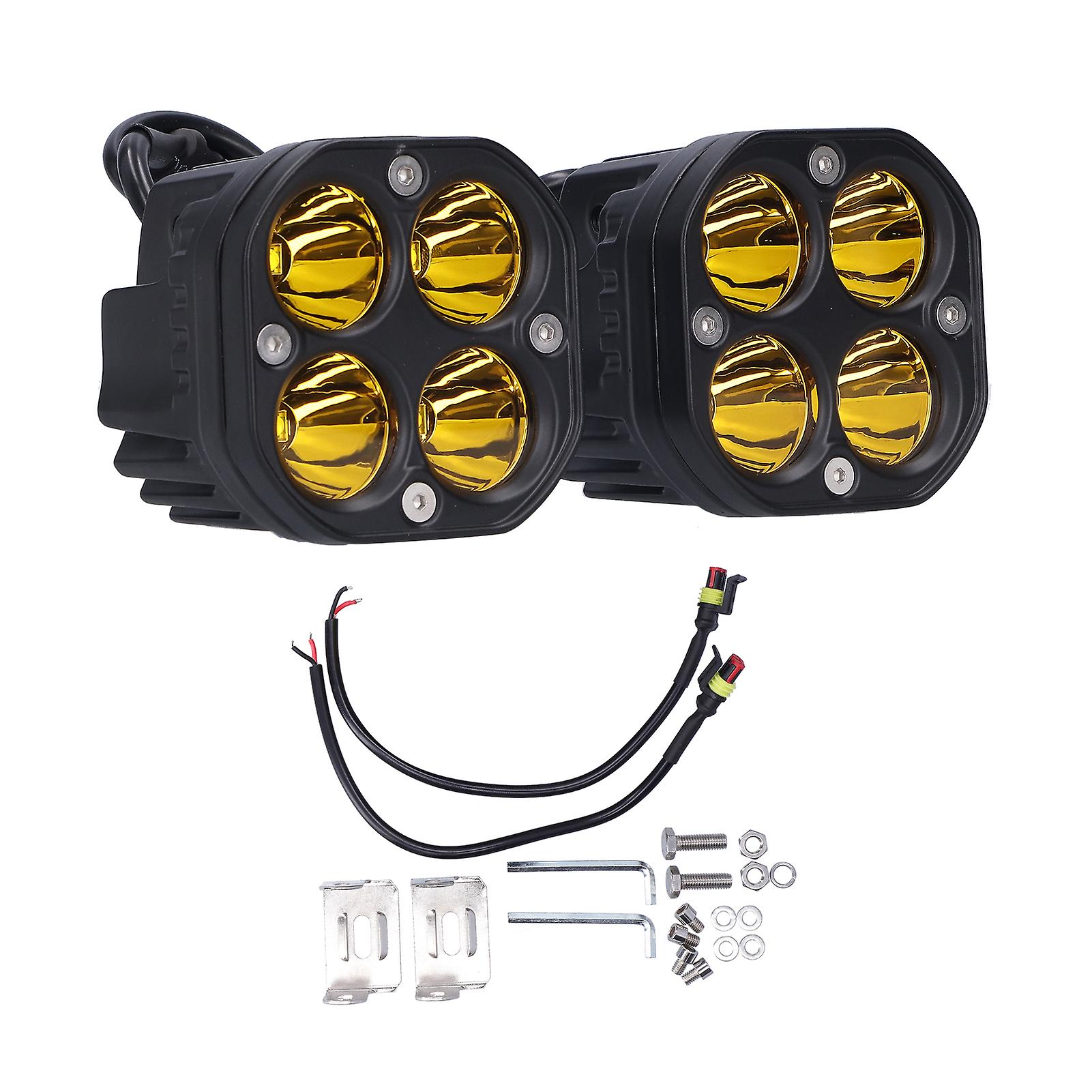 3in Driving Fog Light 40w 6000k Yellow Led Spotlight 10v30v Universal For Offroad Utv Motorcycle