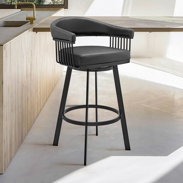 Bronson Modern Swivel Counter/Bar Stool in Faux Leather and Metal