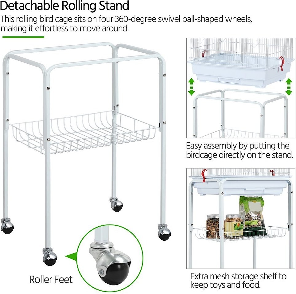 Yaheetech 64-in Open Top Metal Parrot Cage with Detachable Rolling Stand