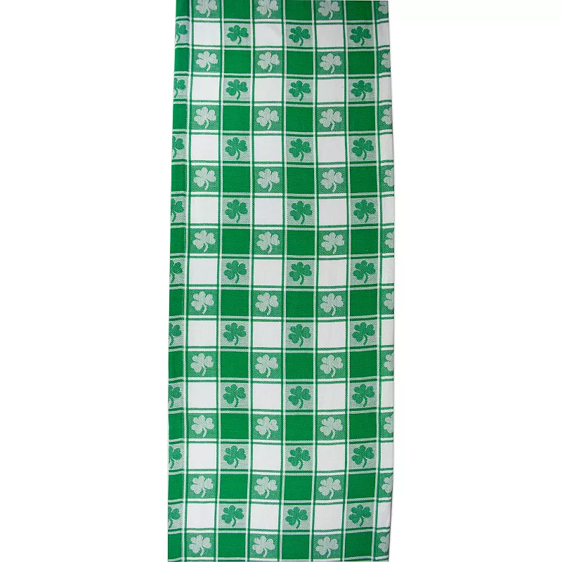 72 Green and White Shamrock Checkered Rectangular Table Runner