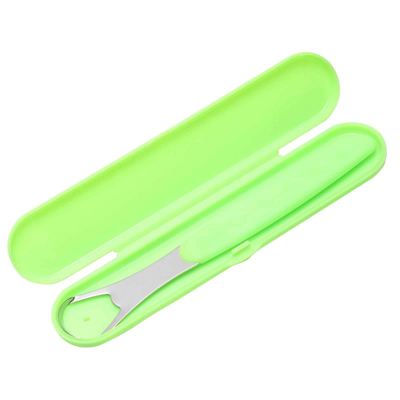 Green Stainless Steel Tongue Scraper Double Sided Curved Shape Tongue Cleaner For Adults Kids Improve Oral Condition Reduce Bad Breath