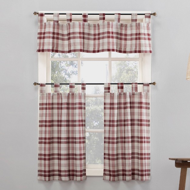 Blair Farmhouse Plaid Semi sheer Tab Top Kitchen Curtain Valance And Tiers Set No 918