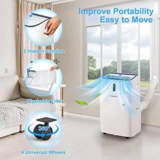 14000 BTU WIFI Portable Air Conditioner 4 in.-1 Cools 700 sq. ft. with Heater and Dehumidifier Remote Display in White K-BK-74