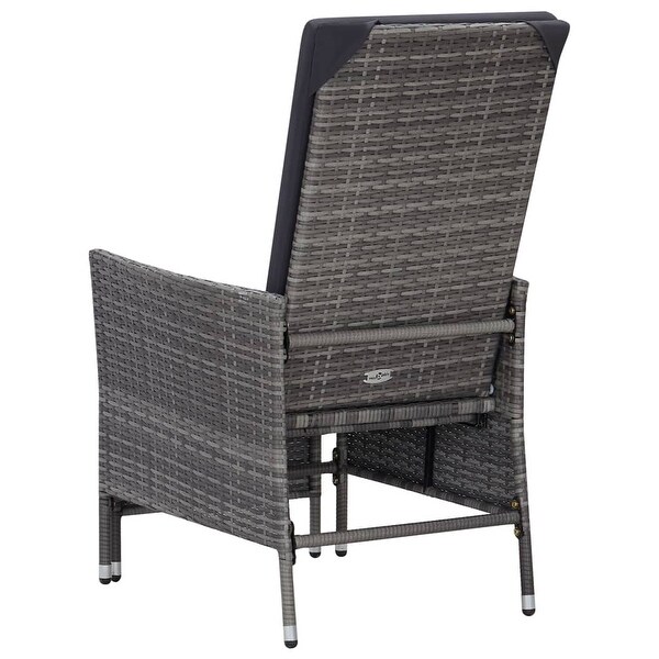 3 Piece Patio Lounge Set with Cushions Poly Rattan Gray - Overstock - 36225889