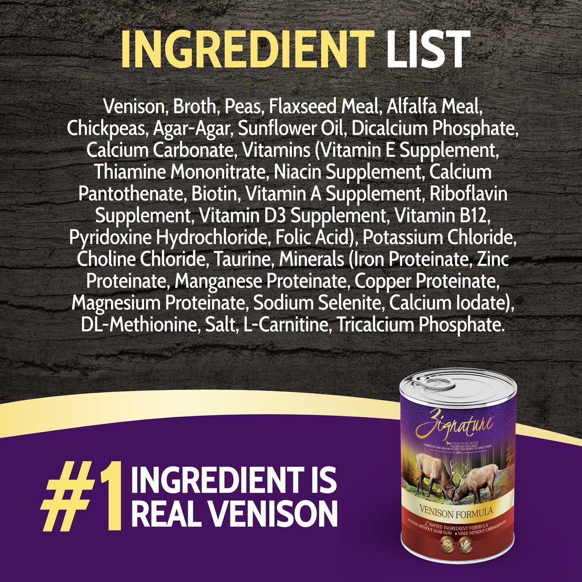 Zignature Venison Limited Ingredient Formula Grain-Free Canned Dog Food 13-oz case of 12