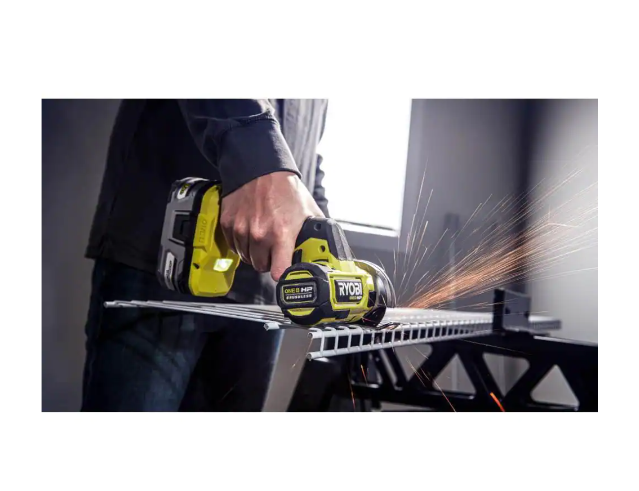 RYOBI PSBRA02B-PSBCS02B ONE+ HP 18V Brushless Cordless Compact 2-Tool Combo Kit with 3/8 in. Right Angle Drill and Cut-Off Tool (Tools Only)