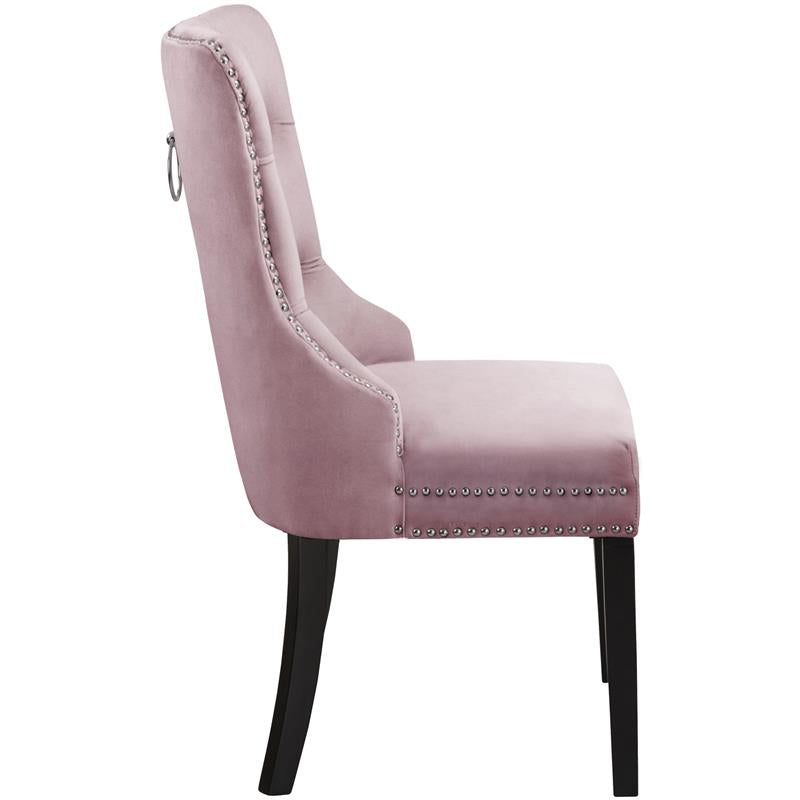 Meridian Furniture Nikki Pink Velvet Dining Chair， Set of 2-Color:Pink Velvet，Style:Contemporary